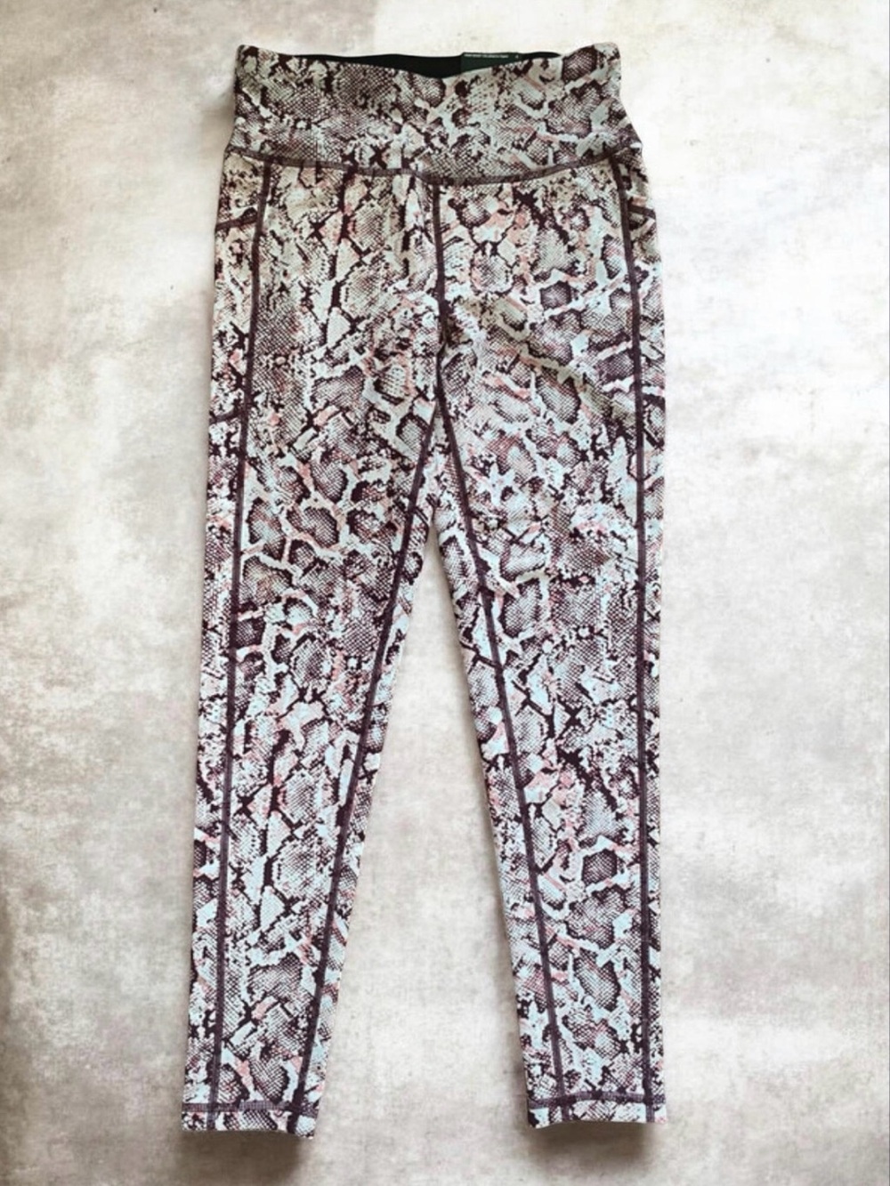 NEW DKNY Brown & Cream Snake Print High-Waist 7/8 Tight Size S